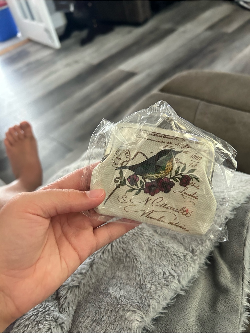 🔥$2 Bird Print Coin Purse in Cream and Multicolor wallet
